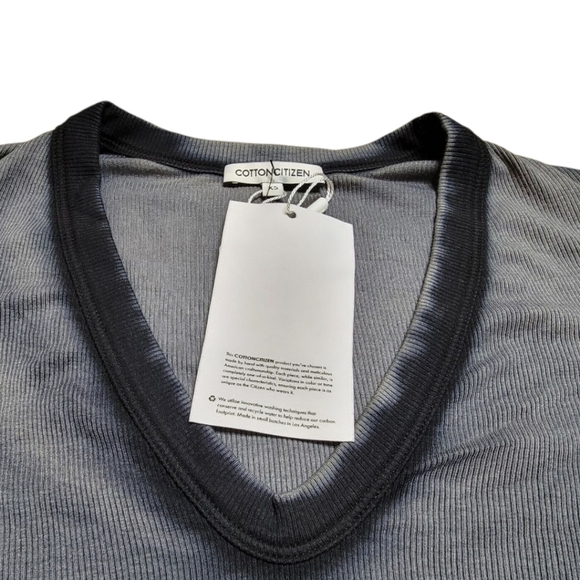 NWT $125 COTTON CITIZEN Verona Crop U Neck In Navy Cast Stretchy XS - Picture 2 of 5